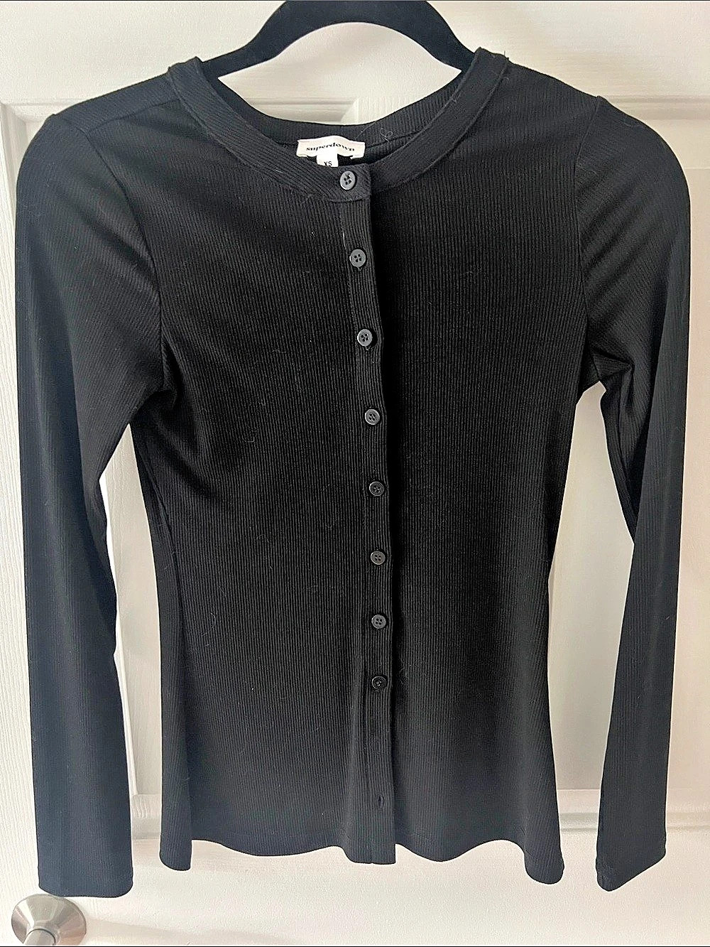 Superdown Long Sleeve Ribbed Cardigan in Black Size XS Like New